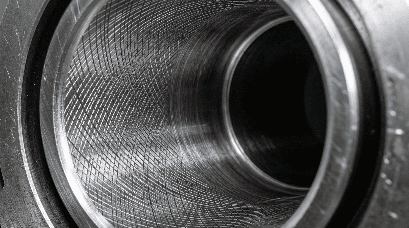 Microscopic cross-hatch honing pattern inside H-001-7041 cylinder sleeve