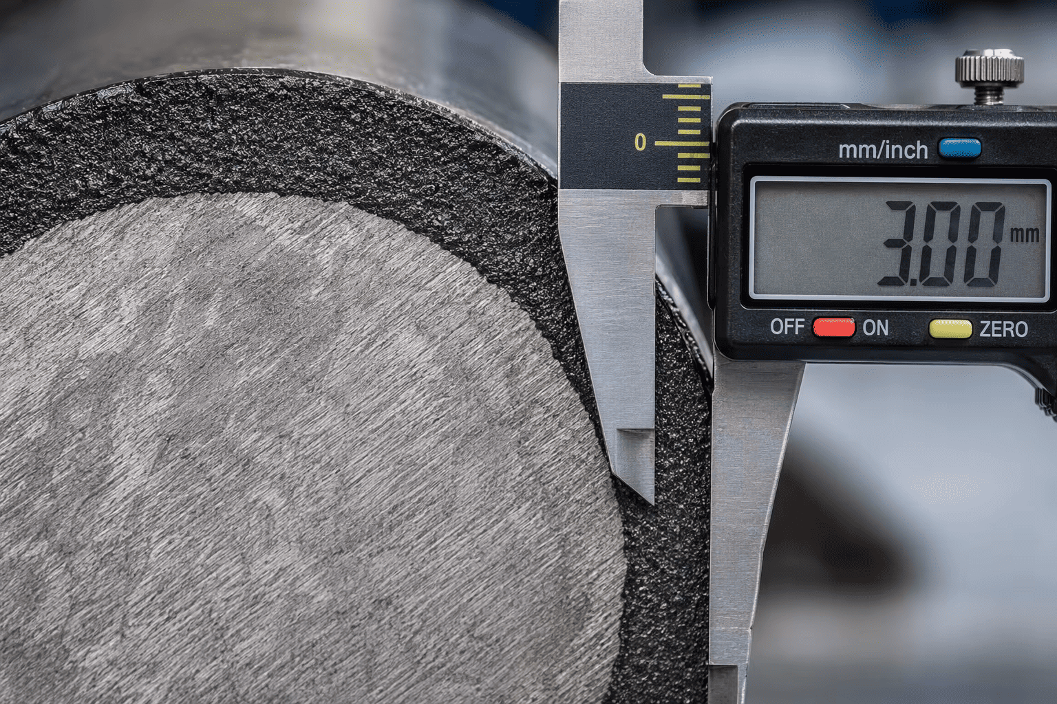 Macro photography of 3mm induction hardening depth on hydraulic rod cross-section